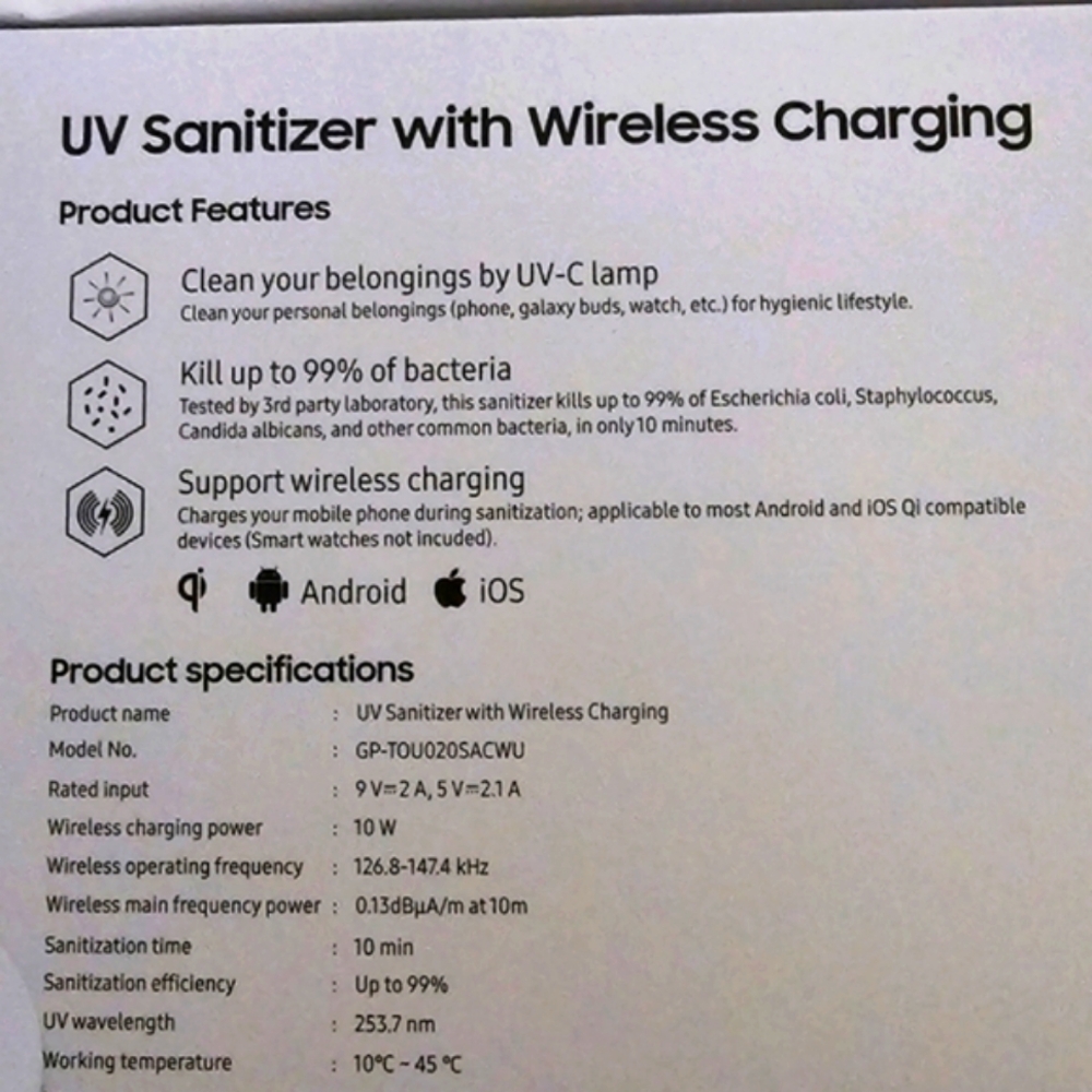 UV Sanitizer With Wireless Charging Designed For Samsung - Picture 6 of 16